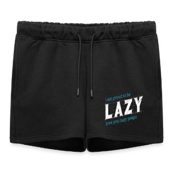 Proud to be lazy - Women’s Premium Organic Sweatshorts - black - Front - AI Model Female 172 light (172cm)