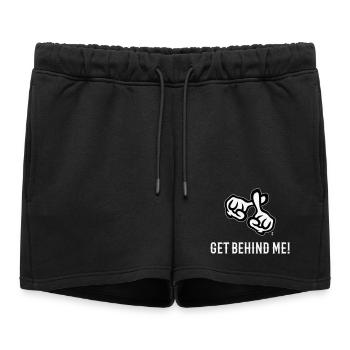 Derrière moi ! (Croix / Bible / Religion / NEG 2C) - Short de survêtement femme premium - noir - Devant - AI Model Female 172 light (172cm)