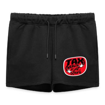 Impôt, richesse et non travail, politique progressiste, économie - Short de survêtement femme premium - noir - Devant - AI Model Female 172 light (172cm)