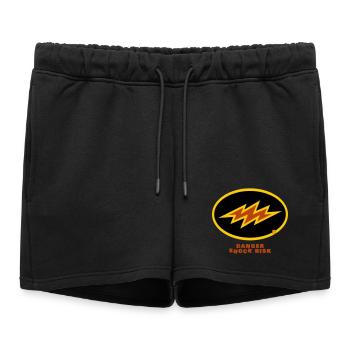 shock risk - Women’s Premium Organic Sweatshorts - black - Front - AI Model Female 172 light (172cm)