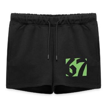 67 Minimal Streetwear Trend Design - Women’s Premium Organic Sweatshorts - black - Front - AI Model Female 172 light (172cm)