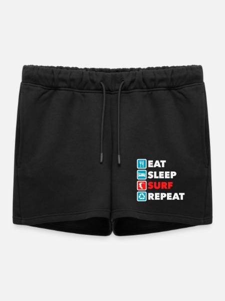 Manger, dormir, surfer, répéter - Short de survêtement femme premium - noir