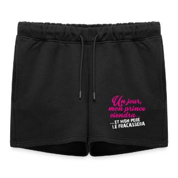 Un jour mon prince viendra - Short de survêtement femme premium - noir - Devant - AI Model Female 172 light (172cm)