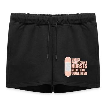 Contrairement aux politiciens, les infirmières doivent être qualifiées - Short de survêtement femme premium - noir - Devant - AI Model Female 172 light (172cm)