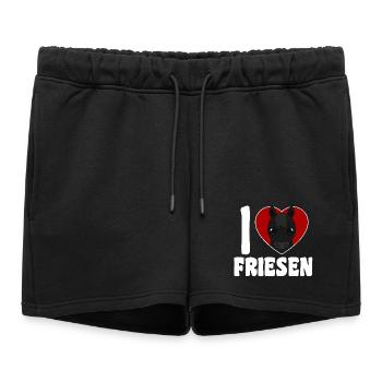 J’aime les Frisons - Cœur de cheval - Short de survêtement femme premium - noir - Devant - AI Model Female 172 light (172cm)