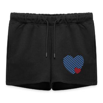 Double Heart - Idée cadeau textile design - Short de survêtement femme premium - noir - Devant - AI Model Female 172 light (172cm)