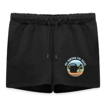 dictons drôles jardinier règles logo rétro - Short de survêtement femme premium - noir - Devant - AI Model Female 172 light (172cm)