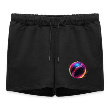 Balle de baseball Vaporwave - Short de survêtement femme premium - noir - Devant - AI Model Female 172 light (172cm)