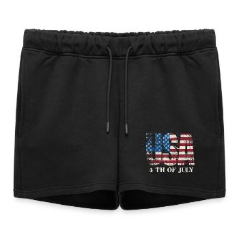USA Flag Grunge – Conception typographique du 4 juillet - Short de survêtement femme premium - noir - Devant - AI Model Female 172 light (172cm)