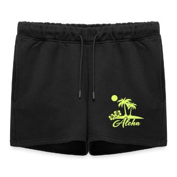 Silhouette de l’île Aloha Palm Trees - Short de survêtement femme premium - noir - Devant - AI Model Female 172 light (172cm)