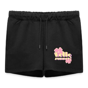 Hello Summer fleurs pastel rétro - Short de survêtement femme premium - noir - Devant - AI Model Female 172 light (172cm)