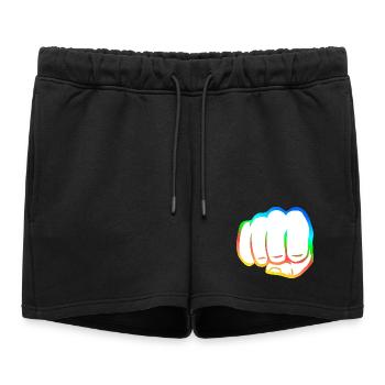 Poing serré coloré poing bosse cool symbole de logo cool - Short de survêtement femme premium - noir - Devant - AI Model Female 172 light (172cm)