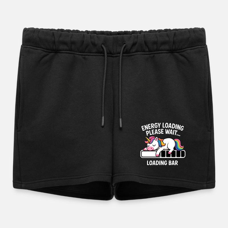 Unicorn Energy Loading Please Wait - Women’s Premium Organic Sweatshorts - black