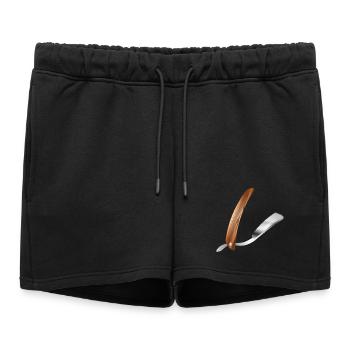 Rasoir classique de barbier dans un style rétro - Short de survêtement femme premium - noir - Devant - AI Model Female 172 light (172cm)