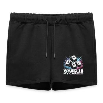 Clavier de jeu drôle WASD Mon Cardio Gamer - Short de survêtement femme premium - noir - Devant - AI Model Female 172 light (172cm)