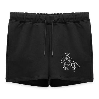 Dessin de fille d’équitation - Short de survêtement femme premium - noir - Devant - AI Model Female 172 light (172cm)