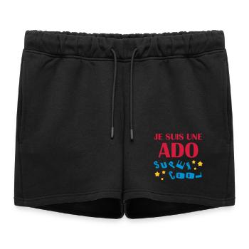 adolescent / enfant / ado / adolescente - Short de survêtement femme premium - noir - Devant - AI Model Female 172 light (172cm)