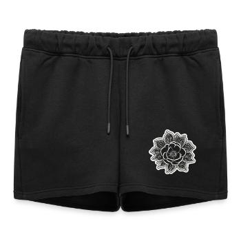 La beauté et le charme d’une fleur monochrome - Short de survêtement femme premium - noir - Devant - AI Model Female 172 light (172cm)
