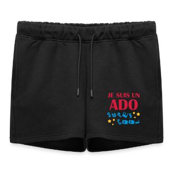 adolescent / enfant / ado / adolescente - Short de survêtement femme premium - noir - Devant - AI Model Female 172 light (172cm)