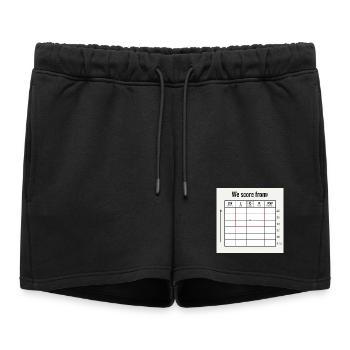 The soccer game "We score from" - 20-stripe field - Women’s Premium Organic Sweatshorts - black - Front - AI Model Female 172 light (172cm)