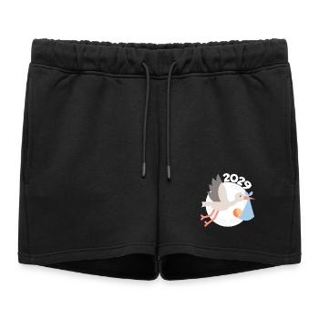 Cigogne avec bébé 2029 - Short de survêtement femme premium - noir - Devant - AI Model Female 172 light (172cm)