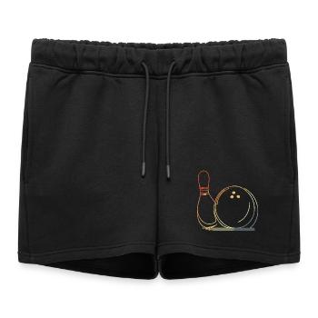 Boule de bowling et croquis de quilles - Short de survêtement femme premium - noir - Devant - AI Model Female 172 light (172cm)