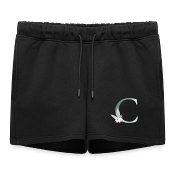 C Monogramme, Floral, Personnalisable - Short de survêtement femme premium - noir - Devant - AI Model Female 172 light (172cm)