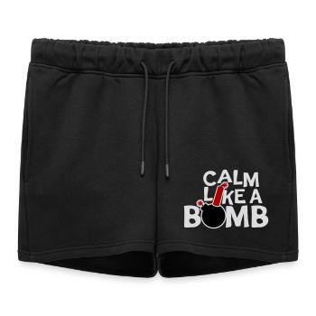 Calme comme une bombe Paradoxe Ironie Humour Blague explosive - Short de survêtement femme premium - noir - Devant - AI Model Female 172 light (172cm)