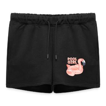 Pool Girl Flamingo Swimming Ring Fête d’été - Short de survêtement femme premium - noir - Devant - AI Model Female 172 light (172cm)