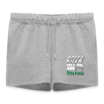 Speed Kills possède un défenseur et vit pour toujours - Short de survêtement femme premium - gris chiné - Devant - AI Model Female 172 light (172cm)