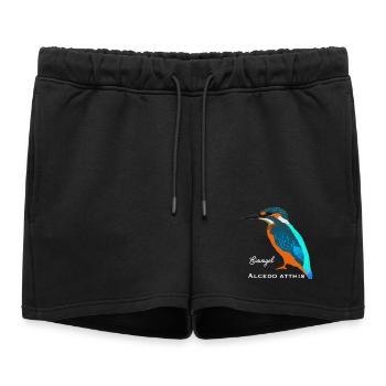 Kingfisher, nom scientifique / allemand - Short de survêtement femme premium - noir - Devant - AI Model Female 172 light (172cm)