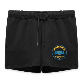 Insigne de la Skyline de Stockholm Bleu Jaune - Short de survêtement femme premium - noir - Devant - AI Model Female 172 light (172cm)