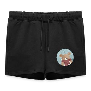 Ours doré sucré en hiver quand il neige - Short de survêtement femme premium - noir - Devant - AI Model Female 172 light (172cm)