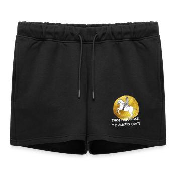 Faites confiance à votre cheval C’est toujours juste 2 - Short de survêtement femme premium - noir - Devant - AI Model Female 172 light (172cm)