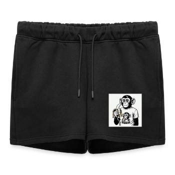 Un singe et sa banane - Short de survêtement femme premium - noir - Devant - AI Model Female 172 light (172cm)