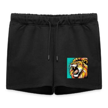 Lion Pop Art - Short de survêtement femme premium - noir - Devant - AI Model Female 172 light (172cm)