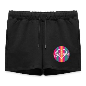 COEUR JE T'AIME - Short de survêtement femme premium - noir - Devant - AI Model Female 172 light (172cm)
