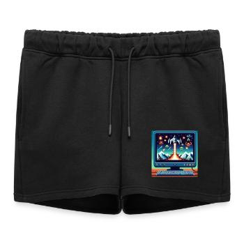Jeu d’avion rétro - Short de survêtement femme premium - noir - Devant - AI Model Female 172 light (172cm)