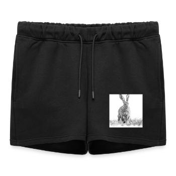 Lapin sautillant noir blanc - Short de survêtement femme premium - noir - Devant - AI Model Female 172 light (172cm)