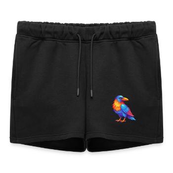 Crow coloré Kawaii dessin animé Personnage Clipart - Short de survêtement femme premium - noir - Devant - AI Model Female 172 light (172cm)