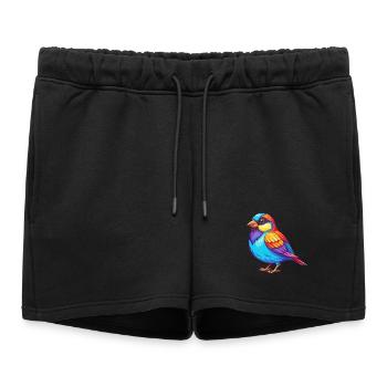 Moineau coloré Kawaii Dessin animé Personnage Clipart - Short de survêtement femme premium - noir - Devant - AI Model Female 172 light (172cm)