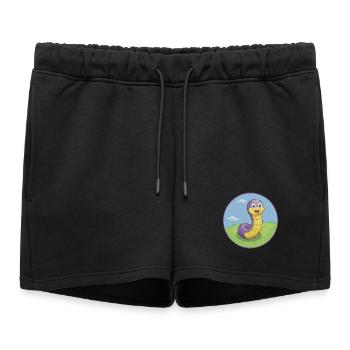 Ver de terre mignon Kawaii dessin animé Clipart Animal de compagnie - Short de survêtement femme premium - noir - Devant - AI Model Female 172 light (172cm)