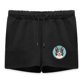 Chien de berger nord-américain race dessin animé Kawaii - Short de survêtement femme premium - noir - Devant - AI Model Female 172 light (172cm)