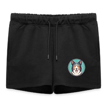 Vieux Gallois Gris Chien Chien Race Dessin Animé Kawaii - Short de survêtement femme premium - noir - Devant - AI Model Female 172 light (172cm)