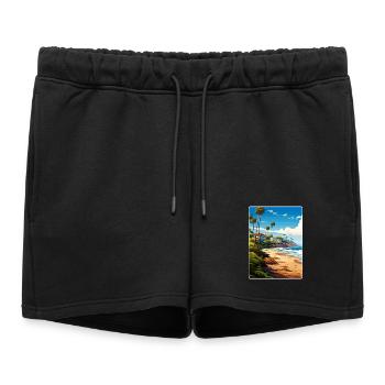 Malibu Californie Voyage Affiche Peinture Souvenir WPA - Short de survêtement femme premium - noir - Devant - AI Model Female 172 light (172cm)