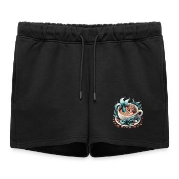 Sirène Sirène Bain dans le Café Cadeau - Short de survêtement femme premium - noir - Devant - AI Model Female 172 light (172cm)