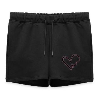 Cœur d’amour (lueur noire) - Short de survêtement femme premium - noir - Devant - AI Model Female 172 light (172cm)