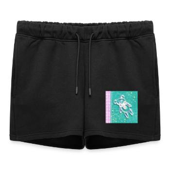 Ourson Bulle Propre - Short de survêtement femme premium - noir - Devant - AI Model Female 172 light (172cm)