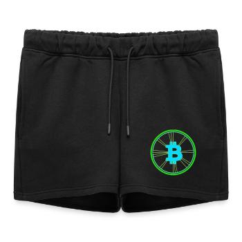 Vecteur de vitesse des wireframes Bitcoin - Short de survêtement femme premium - noir - Devant - AI Model Female 172 light (172cm)
