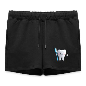 Dent souriante avec une brosse à dents - Short de survêtement femme premium - noir - Devant - AI Model Female 172 light (172cm)